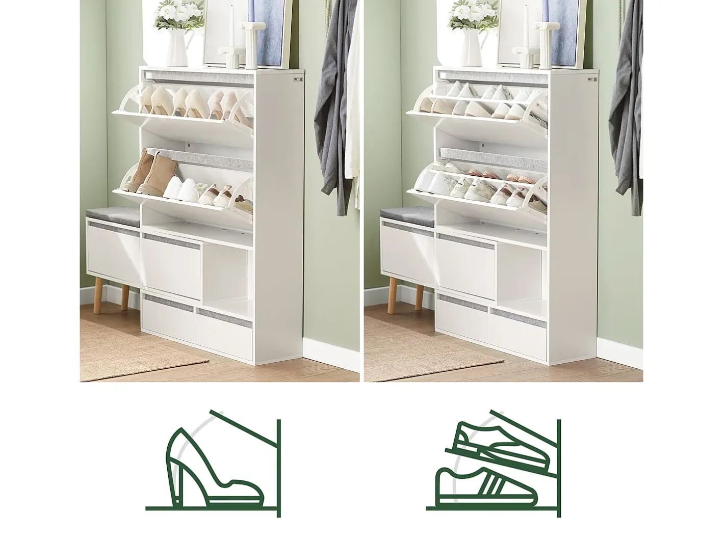 Outlet armário de sapatos, Armário de sapatos estreito, armário para sapatos FSR134-W Móvel De Arrumação|Sapateira