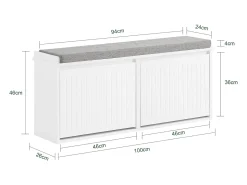 Sobuy Móvel De Arrumação|Sapateira*Armário de sapatos com prateleira, banco, Banco com sapateira FSR98-XL-W Cinzento claro / Branco