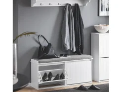 Sobuy Móvel De Arrumação|Sapateira*Armário de sapatos com prateleira, banco, Banco com sapateira FSR98-XL-W Cinzento claro / Branco