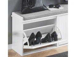 Sobuy Móvel De Arrumação|Sapateira*Armário de sapatos com prateleira, banco, Banco com sapateira FSR98-XL-W Cinzento claro / Branco