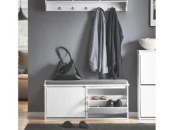 Sobuy Móvel De Arrumação|Sapateira*Armário de sapatos com prateleira, banco, Banco com sapateira FSR98-XL-W Cinzento claro / Branco