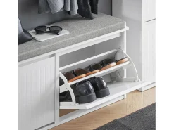 Sobuy Móvel De Arrumação|Sapateira*Armário de sapatos com prateleira, banco, Banco com sapateira FSR98-XL-W Cinzento claro / Branco