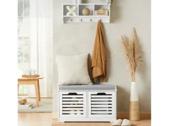 Sobuy Móvel De Arrumação|Sapateira*Armário de sapatos com prateleira, banco, Banco com sapateira FSR23-K-W Branco