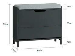 Sobuy Móvel De Arrumação|Sapateira*Armário de sapatos com prateleira, banco, Banco com sapateira FSR151-K-SCH Preto
