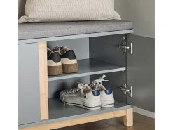 Sobuy Móvel De Arrumação|Sapateira*Armário de sapatos com prateleira, banco, Banco com sapateira FSR117-HG Cinzento