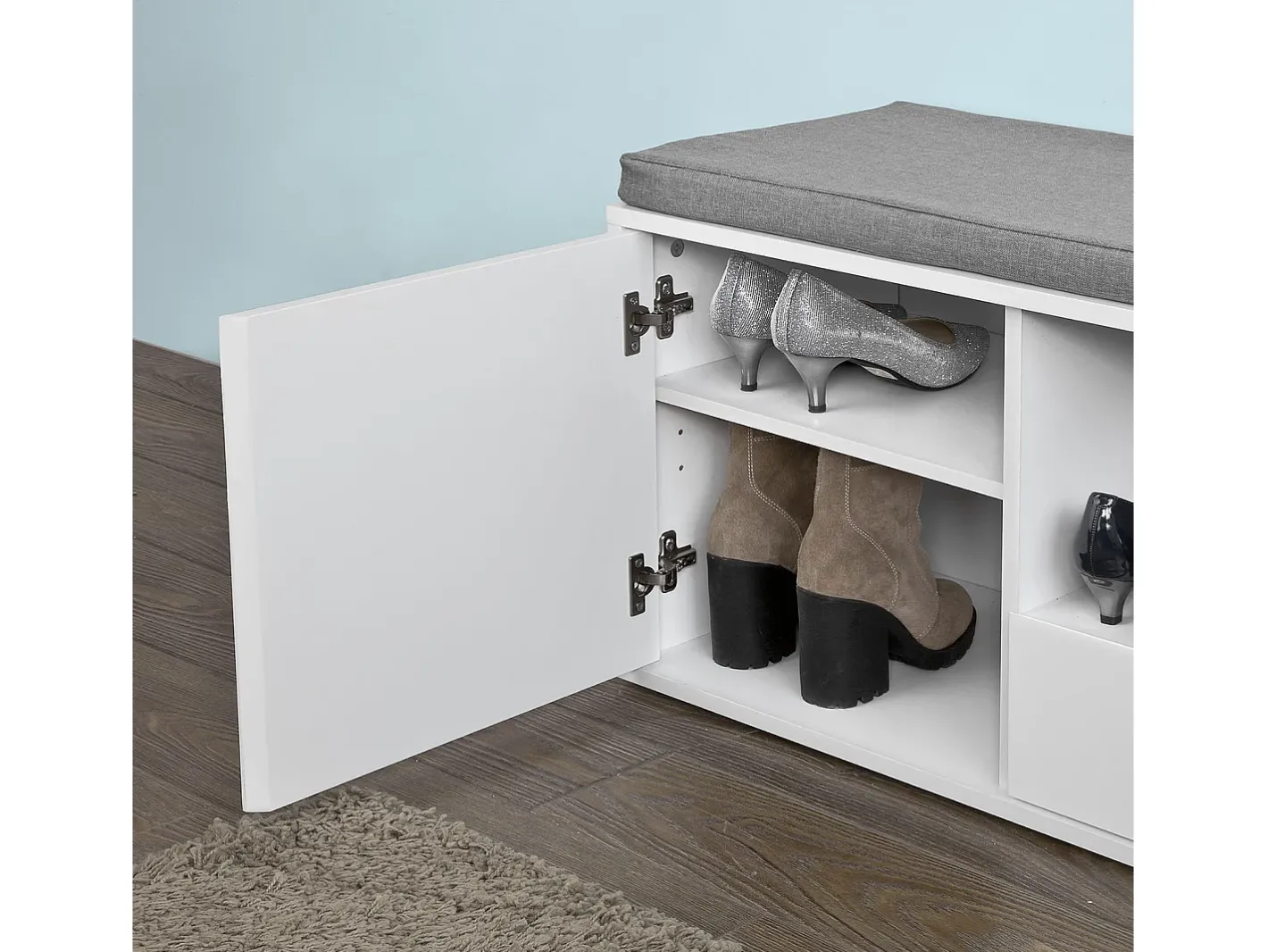 Sobuy Móvel De Arrumação|Sapateira*Armário de sapatos com prateleira, banco, Banco com sapateira FSR37-W Branco