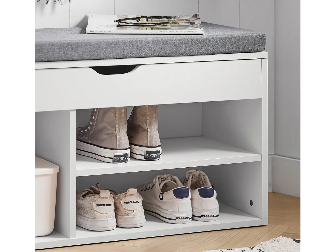 Sobuy Móvel De Arrumação|Sapateira*Armário de sapatos com prateleira, banco, Banco com sapateira FSR45-HG Cinzento