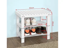 Sobuy Móvel De Arrumação|Sapateira*Armário de sapatos com prateleira, banco, Banco com sapateira FSR02-K-W Branco