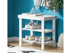 Sobuy Móvel De Arrumação|Sapateira*Armário de sapatos com prateleira, banco, Banco com sapateira FSR02-K-W Branco