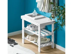 Sobuy Móvel De Arrumação|Sapateira*Armário de sapatos com prateleira, banco, Banco com sapateira FSR02-K-W Branco