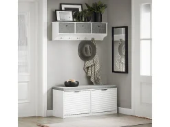 Sobuy Móvel De Arrumação|Sapateira*Armário de sapatos com prateleira, banco, Banco com sapateira FSR147-W Branco
