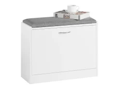 Sobuy Móvel De Arrumação|Sapateira*Armário de sapatos com prateleira, banco, Banco com sapateira FSR16-K-W Cinzento / Branco