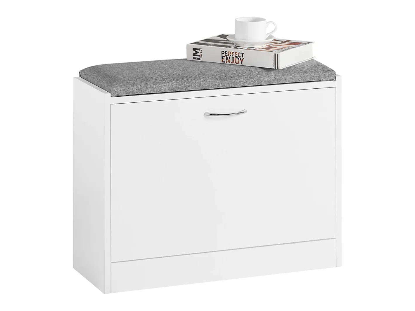 Sobuy Móvel De Arrumação|Sapateira*Armário de sapatos com prateleira, banco, Banco com sapateira FSR16-K-W Cinzento / Branco