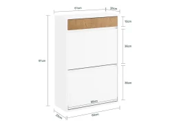 Armário de Sapatos com 2 Portas 61x26x91cm Funcional FSR205-NW^Sobuy