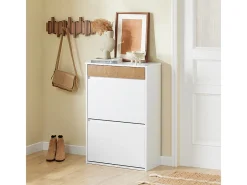 Armário de Sapatos com 2 Portas 61x26x91cm Funcional FSR205-NW^Sobuy
