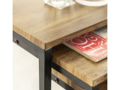 Sobuy Mesa De Centro*borda de apoio, mesa auxiliar, Mesa auxiliar de sofá FBT102-F Natural escuro