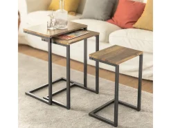 Sobuy Mesa De Centro*borda de apoio, mesa auxiliar, Mesa auxiliar de sofá FBT102-F Natural escuro