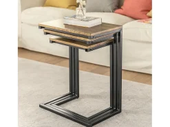 Sobuy Mesa De Centro*borda de apoio, mesa auxiliar, Mesa auxiliar de sofá FBT102-F Natural escuro