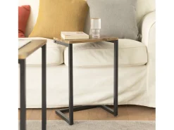 Sobuy Mesa De Centro*borda de apoio, mesa auxiliar, Mesa auxiliar de sofá FBT102-F Natural escuro