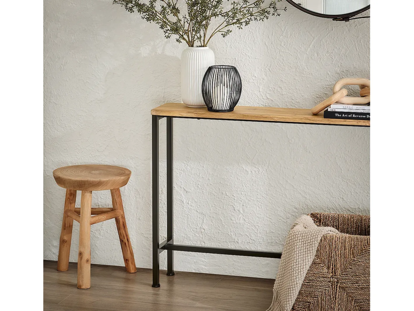 Sobuy Consola*Consola de entrada Preto 120x20x80cm Industrial FSB19-XL-SCH Castanho
