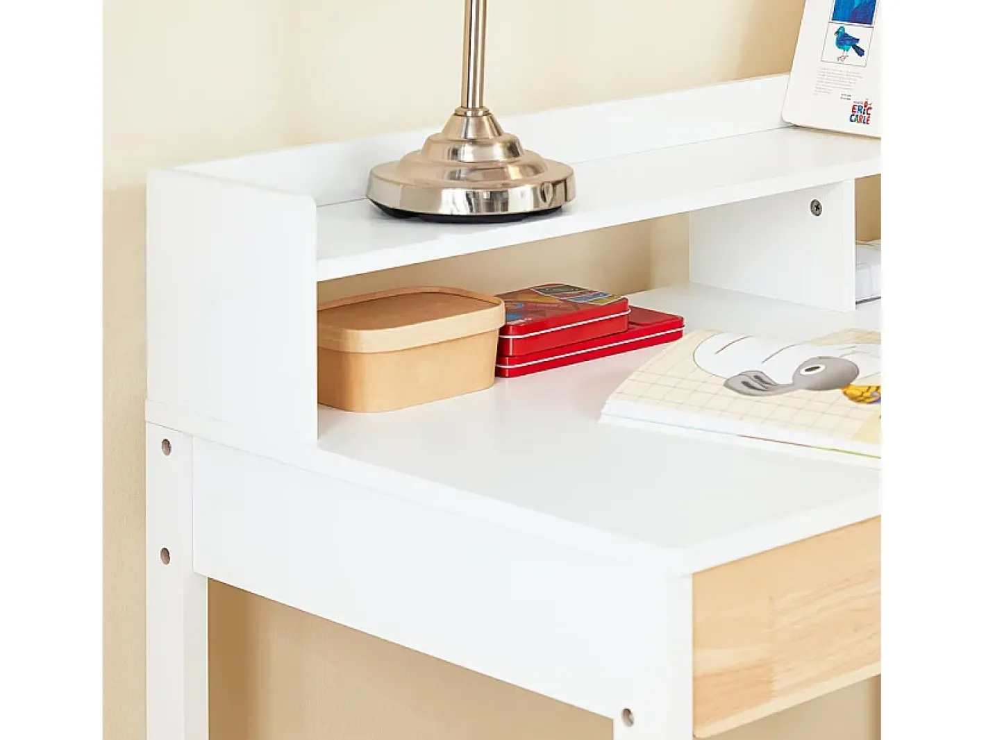 Sobuy Mesa De Apoio*, último andar da biblioteca, tronco de brinquedo infantil, Prateleiras de parede para quarto infantil, FWT106-W Branco