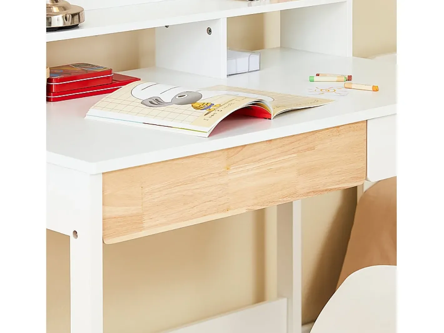 Sobuy Mesa De Apoio*, último andar da biblioteca, tronco de brinquedo infantil, Prateleiras de parede para quarto infantil, FWT106-W Branco