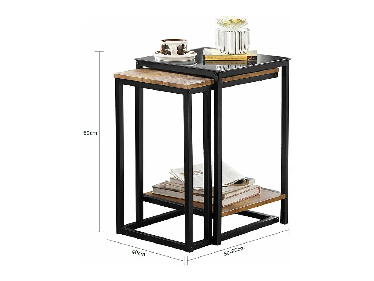 Sobuy Mesa De Centro*mesa de cabeceira, mesa de café, mesa de café redonda FBT99-F Natural escuro