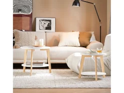 Sobuy Mesa De Centro*mesa de cabeceira, mesa de café, mesa de café redonda FBT75-W Branco