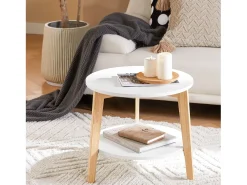 Sobuy Mesa De Centro*mesa de cabeceira, mesa de café, mesa de café redonda FBT75-W Branco