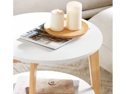 Sobuy Mesa De Centro*mesa de cabeceira, mesa de café, mesa de café redonda FBT75-W Branco