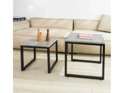 Sobuy Mesa De Centro*mesa de cabeceira, mesa de café, mesa de café redonda FBT42-HG Cinzento