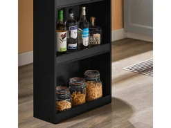 Sobuy Móvel De Bar*Mesa de Cozinha Alta com Prateleiras, Design Poupa-Espaço em Preto