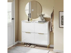Sapateira 4 Portas Branca com Design Nórdico e Puxadores Dourados*Sobuy Clearance