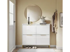 Sapateira 4 Portas Branca com Design Nórdico e Puxadores Dourados*Sobuy Clearance