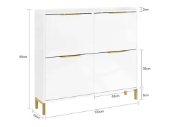Sapateira 4 Portas Branca com Design Nórdico e Puxadores Dourados*Sobuy Clearance