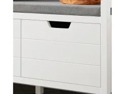 Outlet Sapateira de Entrada 2 Portas com Almofada, Arca de Arrumação Branca Móvel De Arrumação|Sapateira