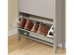 Sapateira Estreita com Gaveta e 2 Portas para 12 Pares, Design Nórdico, Cor Castanha*Sobuy