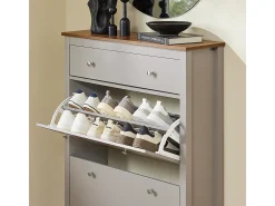 Sapateira Estreita com Gaveta e 2 Portas para 12 Pares, Design Nórdico, Cor Castanha*Sobuy