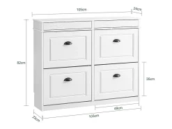 Sapateira Fina Economizadora de Espaço com 4 Portas Dobráveis para Entrada Corredor ou Quarto Efeito Madeira Envelhecida Branca 103x23x82cm^Sobuy Sale