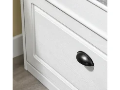 Outlet Sapateira Fina Economizadora de Espaço com Banco Efeito Madeira Envelhecida 75x24x51cm Móvel De Arrumação|Sapateira