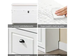 Sobuy Móvel De Arrumação|Sapateira*Sapateira Fina Economizadora de Espaço com 2 Portas Dobráveis para Entrada Corredor ou Quarto Efeito Madeira Envelhecida Branca 54x24x82cm Branco