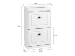 Sobuy Móvel De Arrumação|Sapateira*Sapateira Fina Economizadora de Espaço com 2 Portas Dobráveis para Entrada Corredor ou Quarto Efeito Madeira Envelhecida Branca 54x24x82cm Branco