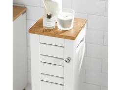 Suporte de Papel Higiénico com Armário de Uma Porta 20x18x75cm Nórdico BZR85-W^Sobuy Hot