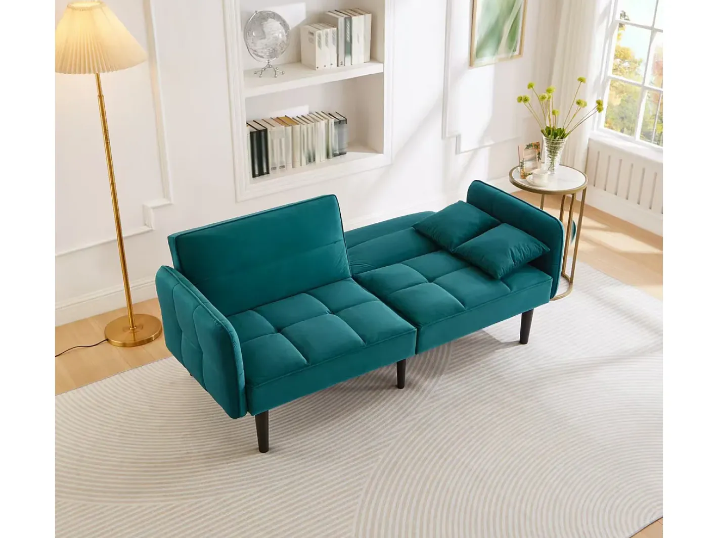 Sofá 2 em 1 ajustável - 2 lugares - Veludo -^ModernLuxe Best