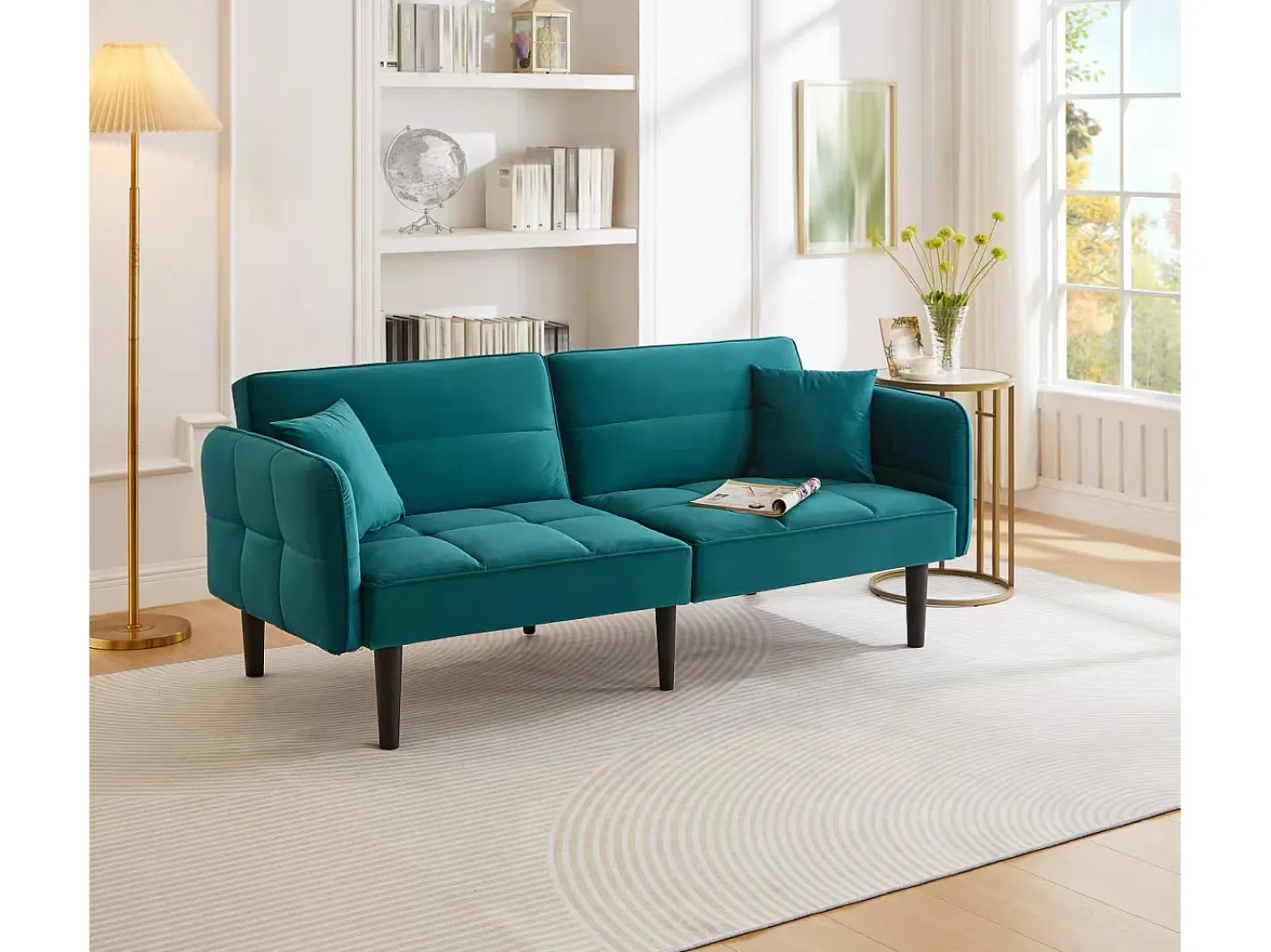 Sofá 2 em 1 ajustável - 2 lugares - Veludo -^ModernLuxe Best