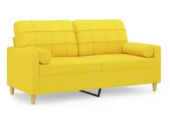 Sofá 2 lug. + almofadas decorativas 140 cm tecido -claro PT487712^ New
