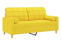 Sofá 2 lug. + almofadas decorativas 140 cm tecido -claro PT487712^ New