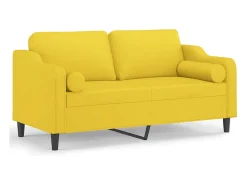 Sofá 2 lug. + almofadas decorativas 140 cm tecido -claro^vidaxl Sale