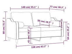 Sofá 2 lug. + almofadas decorativas 140 cm tecido -claro^vidaxl Sale