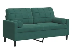 vidaxl Sofá*Sofá 2 lug. c/ almofadas decorativas 140cm veludo -escuro Verde